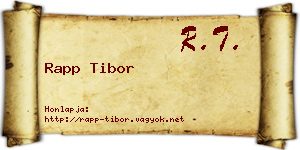 Rapp Tibor névjegykártya